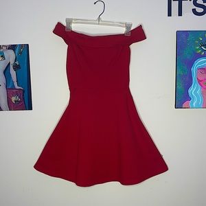 Red Off the Shoulder Lulu’s Mini Dress